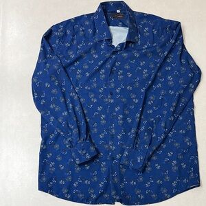 Vitarelli Navy Floral Men's Long Sleeve Button Up Shirt